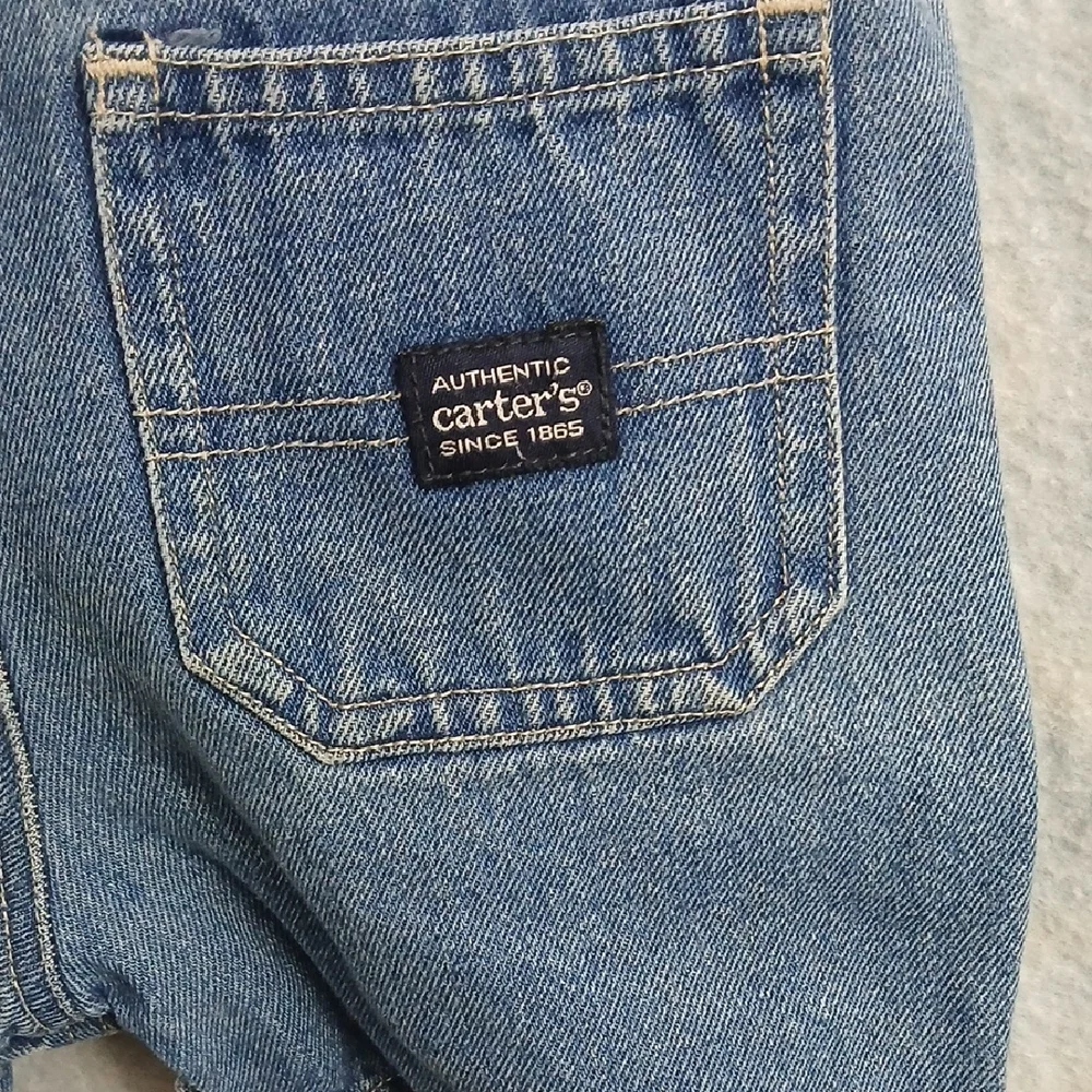 Vintage Carters Boys SZ 12-18 Months Denim Overalls Dump Truck Embroidered